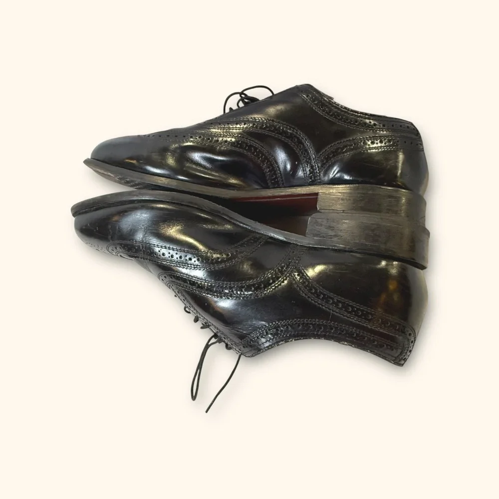 Florsheim Mens‎ Leather Wingtip Oxford Dress Shoes Black Size 10 3E